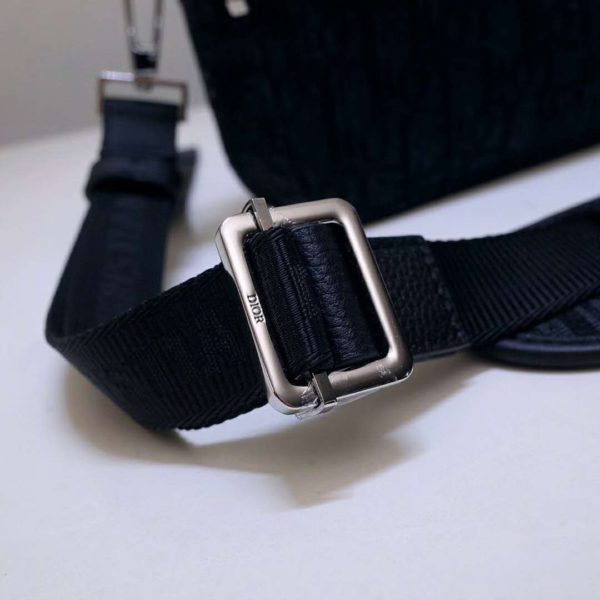 Dior Unisex Safari Messenger Bag Black Dior Oblique Jacquard Grained Calfskin (14)