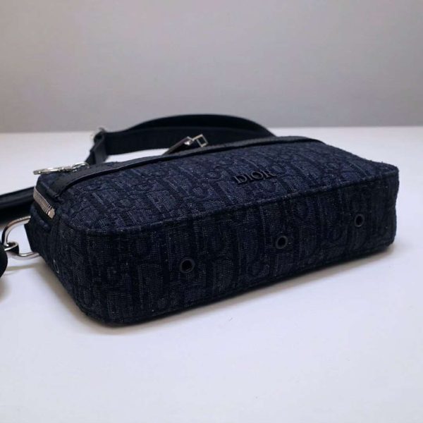 Dior Unisex Safari Messenger Bag Black Dior Oblique Jacquard Grained Calfskin (16)