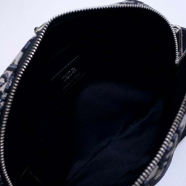 Dior Unisex Safari Messenger Bag Grained Black Calfskin Dior Oblique Jacquard (4)