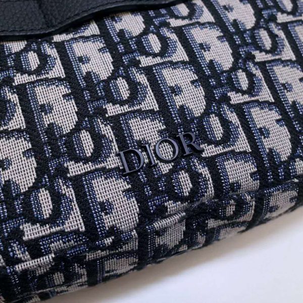 Dior Unisex Safari Messenger Bag Grained Black Calfskin Dior Oblique Jacquard (6)