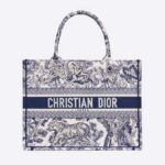 Dior Borsa Dior Book Tote unisex piccola Blu Ricamo Toile De Jouy