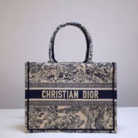 Dior Unisex Small Dior Book Tote Blue Toile De Jouy Embroidery