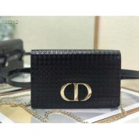 Dior Women 30 Montaigne 2-in-1 Pouch Metallic Black Microcannage Calfskin