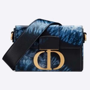 Dior Women 30 Montaigne Box Bag Blue Multicolor Tie & Dior Smooth Calfskin