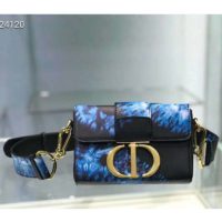 Dior Women 30 Montaigne Box Bag Blue Multicolor Tie & Dior Smooth Calfskin