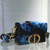 Dior Women 30 Montaigne Box Bag Blue Multicolor Tie & Dior Smooth Calfskin