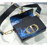 Dior Women 30 Montaigne Box Bag Blue Multicolor Tie & Dior Smooth Calfskin