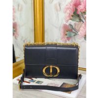 Dior Women 30 Montaigne Chain Bag ‘CD’ Black Grained Calfskin