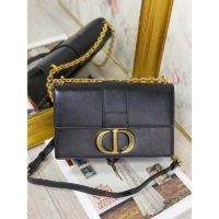Dior Women 30 Montaigne Chain Bag ‘CD’ Black Grained Calfskin