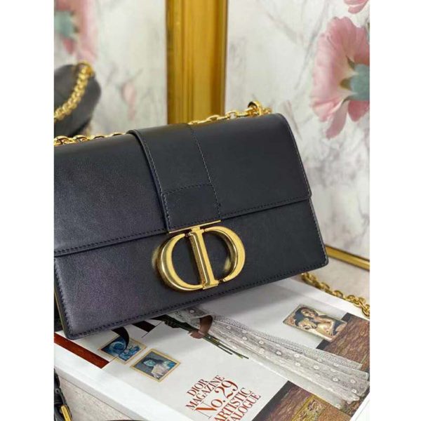 Dior Women 30 Montaigne Chain Bag ‘CD’ Black Grained Calfskin (8)