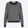 Dior Women 30 Montaigne Sweater Black White Houndstooth Stretch Cashmere Jacquard