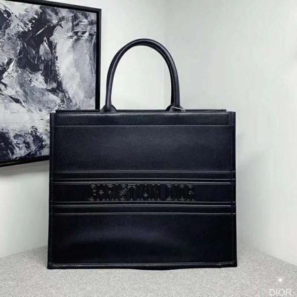 Dior Women Dior Book Tote 'Christian Dior' Signature Black Calfskin - LULUX