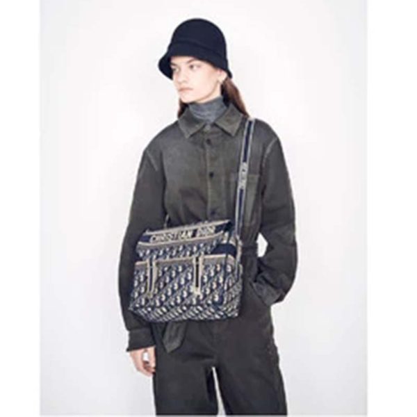 Dior Women Diorcamp Bag Blue Dior Oblique Embroidery ‘Christian Dior’ (10)
