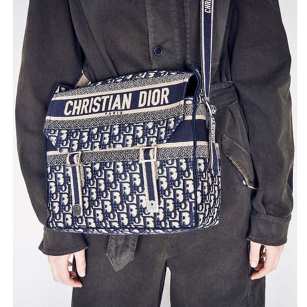 Dior Women Diorcamp Bag Blue Dior Oblique Embroidery ‘Christian Dior’ (11)