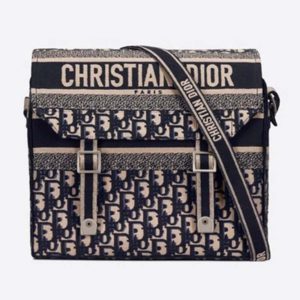 Dior Women Diorcamp Bag Blue Dior Oblique Embroidery 'Christian Dior'