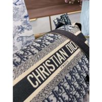 Dior Women Diorcamp Bag Blue Dior Oblique Embroidery ‘Christian Dior’