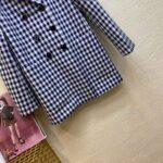 Dior Women Double-Breasted Button Jacket Blue White Check Wool Twill – Image 6