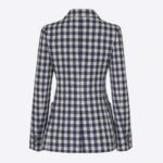Dior Women Double-Breasted Button Jacket Blue White Check Wool Twill – Image 11