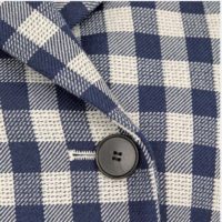 Dior Women Double-Breasted Button Jacket Blue White Check Wool Twill