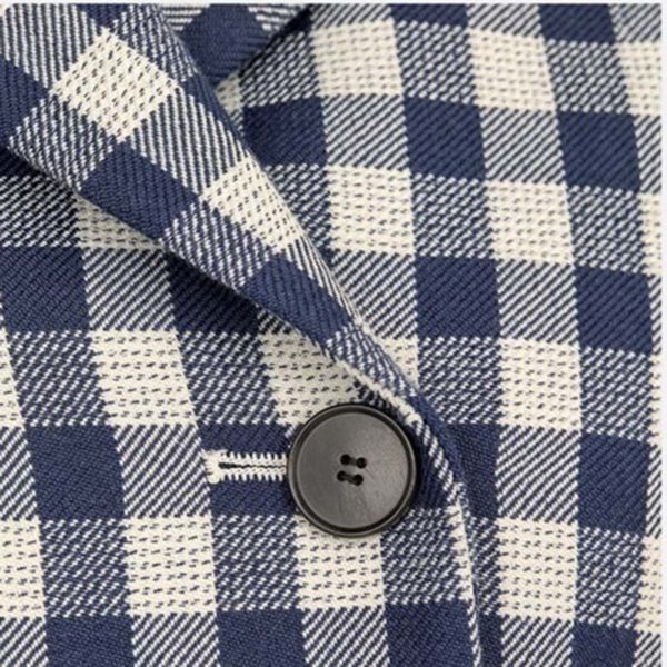 Dior Women Double-Breasted Button Jacket Blue White Check Wool Twill (4)