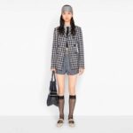 Dior Women Double-Breasted Button Jacket Blue White Check Wool Twill – Image 8