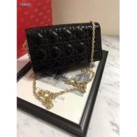 Dior Women Lady Dior Pouch Black Patent Cannage Calfskin ‘D.I.O.R