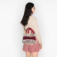 Dior Women Medium Lady D-Lite Dioramour Bag Latte Multicolor Dioramour Graffiti Embroidery