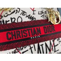 Dior Women Medium Lady D-Lite Dioramour Bag Latte Multicolor Dioramour Graffiti Embroidery