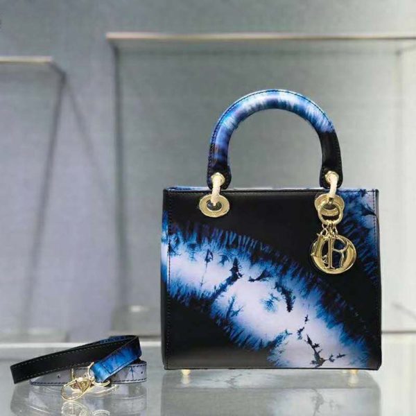 Dior Women Medium Lady Dior Bag Blue Multicolor Tie & Dior Printed Calfskin (2)