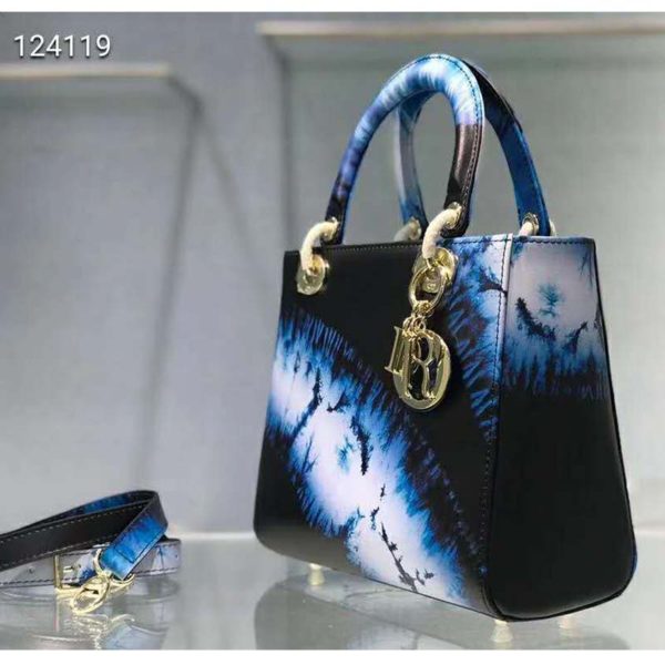 Dior Women Medium Lady Dior Bag Blue Multicolor Tie & Dior Printed Calfskin (4)