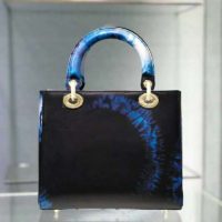 Dior Women Medium Lady Dior Bag Blue Multicolor Tie & Dior Printed Calfskin