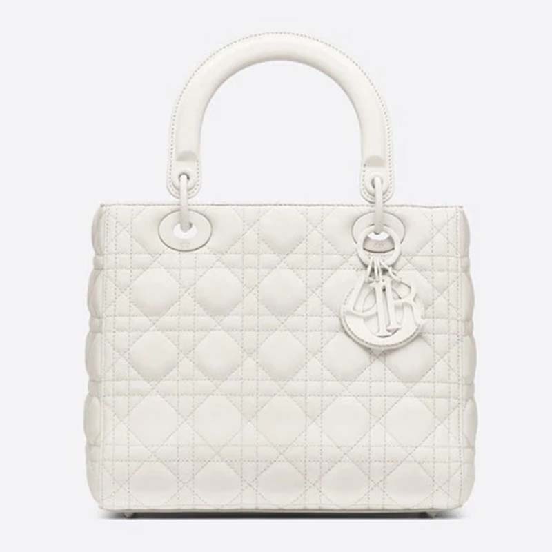 Dior Women Medium Lady Dior Bag Latte Ultramatte Cannage Calfskin