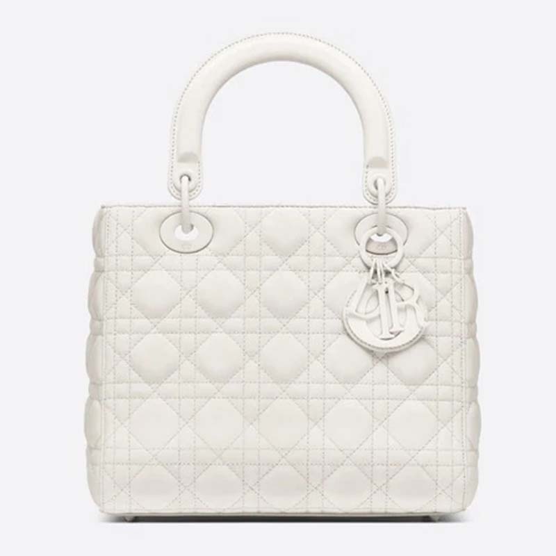 dior lady bag white