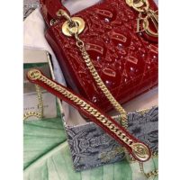 Dior Women Mini Lady Dior Bag Cherry Red Patent Cannage Calfskin