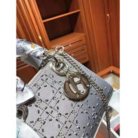 Dior Women Mini Lady Dior Bag Gray Strass Cannage Satin