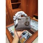 Dior Women Mini Lady Dior Bag Gray Strass Cannage Satin - Image 4