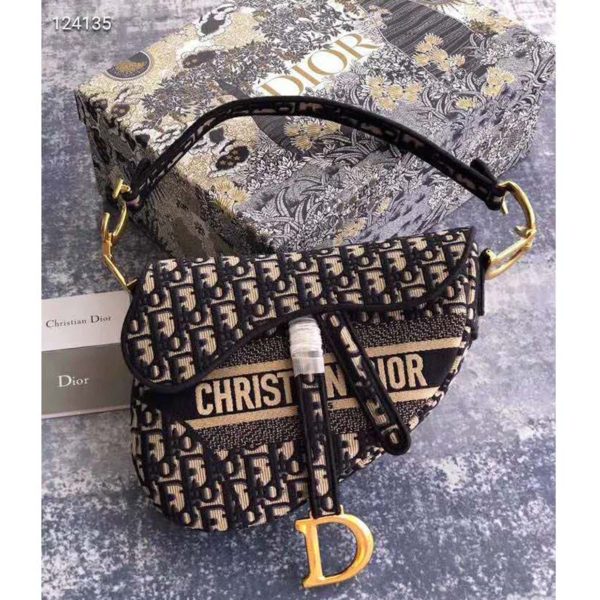 Dior Women Saddle Bag Blue Dior Oblique Embroidery ‘CD’ Structure (3)