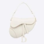 Dior Women Saddle Bag Latte Ultramatte Calfskin 'D' 'CD' Signature-White