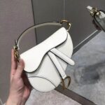 Dior Women Saddle Bag Latte Ultramatte Calfskin 'D' 'CD' Signature-White - Image 2
