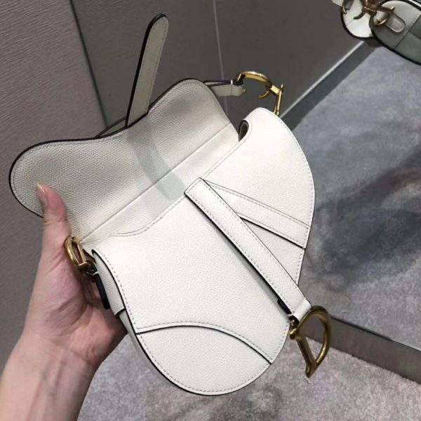 Dior Women Saddle Bag Latte Ultramatte Calfskin ‘D’ ‘CD’ Signature-White (8)