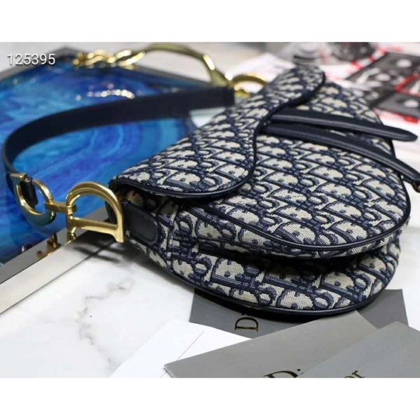 Dior Women Saddle Bag in Blue Dior Oblique Jacquard Canvas (10)