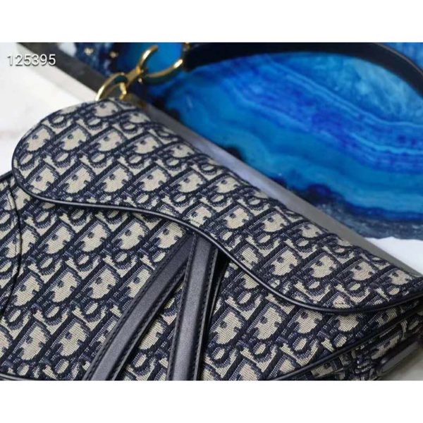 Dior Women Saddle Bag in Blue Dior Oblique Jacquard Canvas (7)