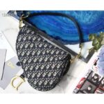 Dior Women Saddle Bag in Blue Dior Oblique Jacquard Canvas - Image 3