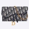Dior Women Saddle Wallet Blue Dior Oblique Jacquard 'D' Stirrup