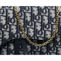 Dior Women Saddle Wallet Blue Dior Oblique Jacquard ‘D’ Stirrup