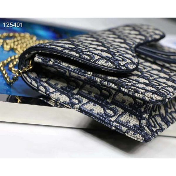 Dior Women Saddle Wallet Blue Dior Oblique Jacquard ‘D’ Stirrup (6)