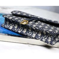 Dior Women Saddle Wallet Blue Dior Oblique Jacquard ‘D’ Stirrup
