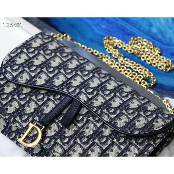 Dior Women Saddle Wallet Blue Dior Oblique Jacquard ‘D’ Stirrup (8)
