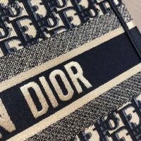 Dior Women Small Dior Book Tote Blue Dior Oblique Embroidery