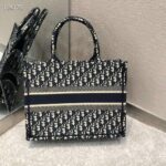 Dior Women Small Dior Book Tote Blue Dior Oblique Embroidery - Image 4
